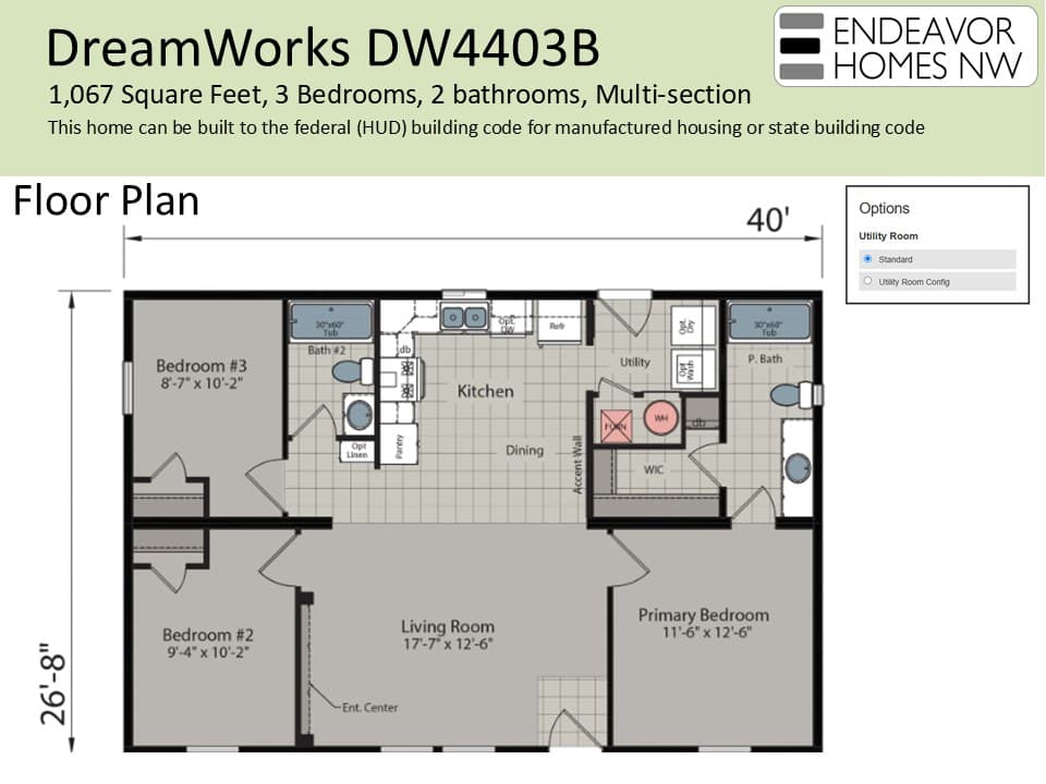 DreamWorks 1067 sq ft floor plan