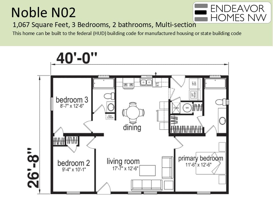 Noble 1067 sq ft floor plan