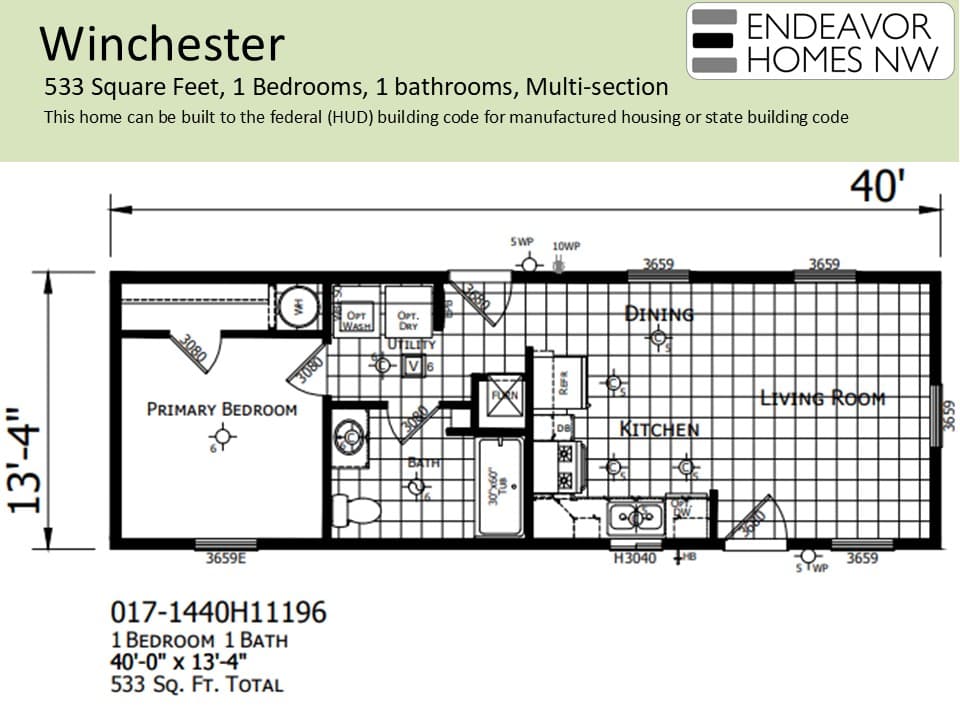 Winchester 533 sq ft floor plan